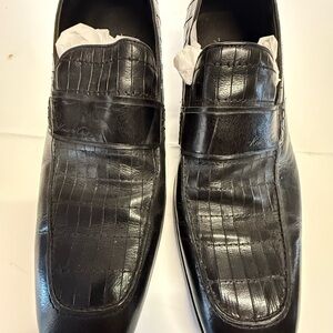 kenneth cole new york black alligator embossed leather